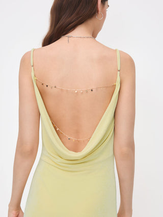 Cowl Neck Backless Chain Detail Cami Mermaid Maxi Dress
