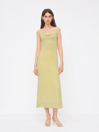 Cowl Neck Backless Chain Detail Cami Mermaid Maxi Dress
