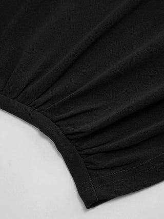 Jersey Boat Neck Asymmetrical Hem Ruched Tank Top For Daily Casual Work
