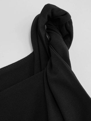 Jersey Boat Neck Asymmetrical Hem Ruched Tank Top For Daily Casual Work