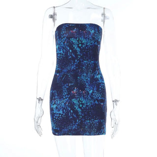 Print backless contrast tube mini dress