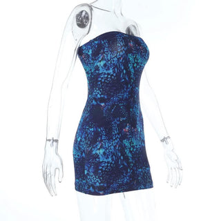 Print backless contrast tube mini dress