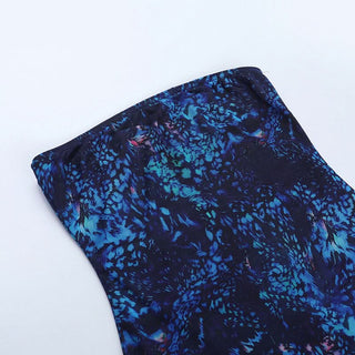 Print backless contrast tube mini dress