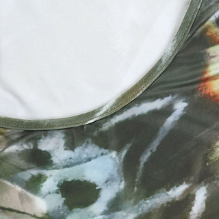 Halter self tie v neck print ruffle mini dress