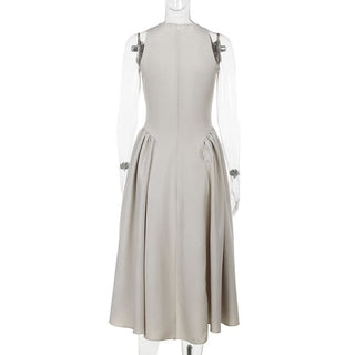 Hollow out button zip-up ruched cut out midi dress