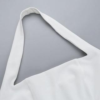 Halter square neck backless solid mini dress