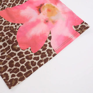 Leopard print square neck slit cami maxi dress