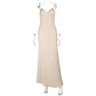 Champagne v neck zip-up cami maxi dress