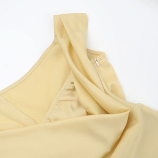 One shoulder irregular satin zip-up maxi dress