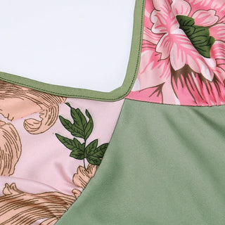 V neck flower print backless cami maxi dress