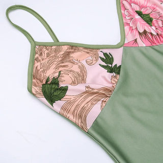 V neck flower print backless cami maxi dress