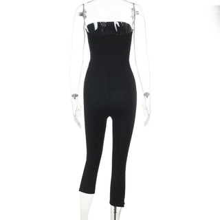 Backless solid corset slit jumpsuit