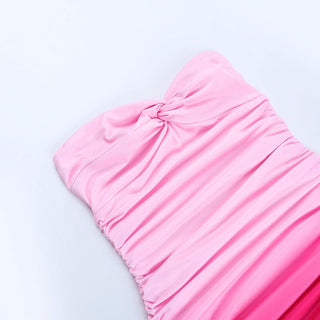 Gradient ruched self tie tube mini dress