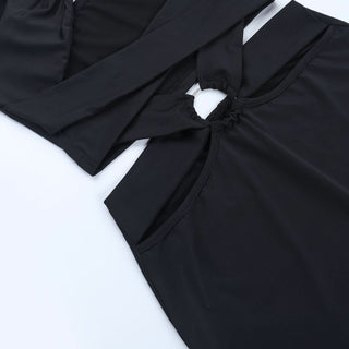 Hollow out o ring backless tube cut out maxi dress