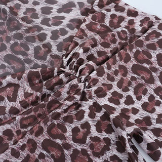 Leopard print off shoulder ruched jumpsuit