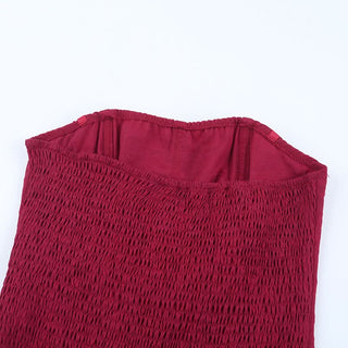 Ruched smocked satin corset tube mini dress