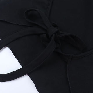 Self tie halter backless solid top