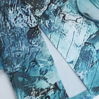 Long sleeve hollow out self tie slit print cut out mini dress