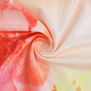 Ruched slit ruffle irregular print maxi dress