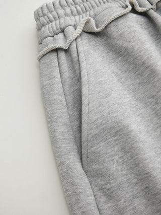 Terry Mid Rise Lettuce Trim Wide Leg Capri Sweatpants