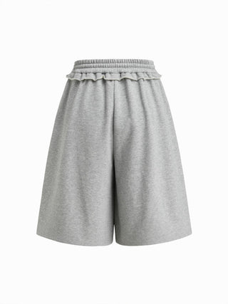 Terry Mid Rise Lettuce Trim Wide Leg Capri Sweatpants