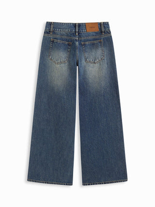 Denim Low Rise Wide Leg Jeans