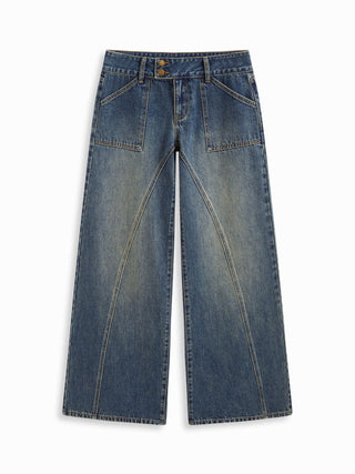 Denim Low Rise Wide Leg Jeans