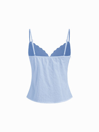 Cotton V-neck Lace Trim Cami Top