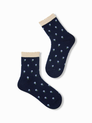 3 PAIRS FLOWER & BOWKNOT CREW SOCKS SET