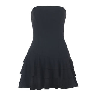 Ruffle backless solid zip-up tube mini dress