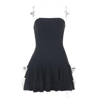 Ruffle backless solid zip-up tube mini dress