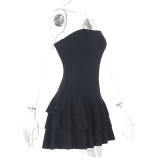 Ruffle backless solid zip-up tube mini dress