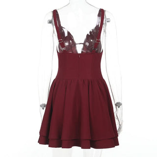 Ruched v neck zip-up cami mini dress