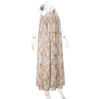 Square neck ruched print zip-up cami maxi dress