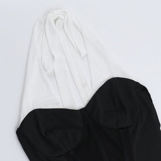 Halter self tie ruched corset maxi skirt set