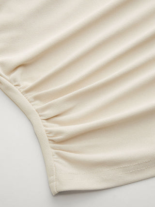 Jersey Boat Neck Asymmetrical Hem Ruched Tank Top For Daily Casual Work
