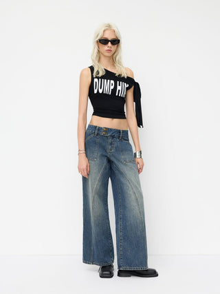 Denim Low Rise Wide Leg Jeans