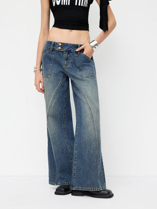 Denim Low Rise Wide Leg Jeans