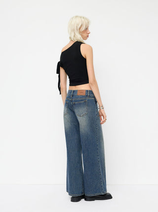Denim Low Rise Wide Leg Jeans