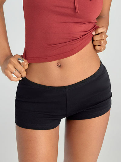 Knit Fabric CDR Low Rise Micro Shorts  For Daily Casual