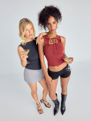 Knit Fabric CDR Low Rise Micro Shorts  For Daily Casual
