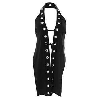 Halter self tie v neck hollow out backless cut out top