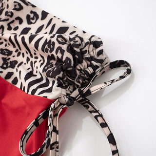 Drawstring ruched leopard print tube top