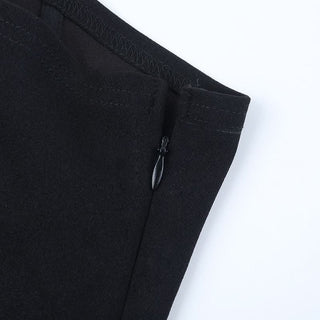 Lace hem off shoulder ribbon zip-up tube top