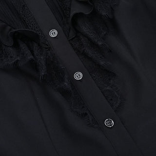 Short sleeve ruffle high neck self tie top