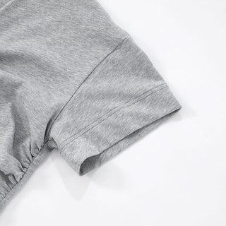 Ruched v neck short sleeve solid top