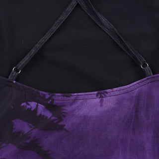 Cross back print ruched cowl neck cami maxi dress