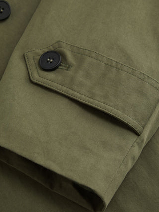 Multi-way Cotton Funnel Neck Double Breasted Oversized Windbreaker With Belt