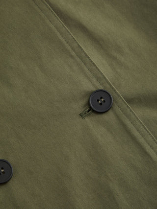 Multi-way Cotton Funnel Neck Double Breasted Oversized Windbreaker With Belt