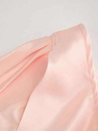 Satin Asymmetrical Neck Backless Maxi Dress
